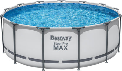 Bestway® Steel Pro MAX™ Aufstellpool Komplett-Set mit Filterpumpe Ø 396 x 122 cm, lichtgrau, rund