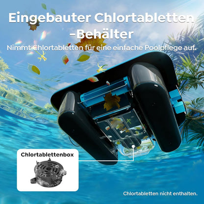 SK02 Solar Pool Skimmer Roboter, Solarbetriebener Poolroboter Akku, Duale Ladeoptionen, Wassertemperatursensor, App-Steuerung, 24/7 Automatischer Skimmer Poolreiniger