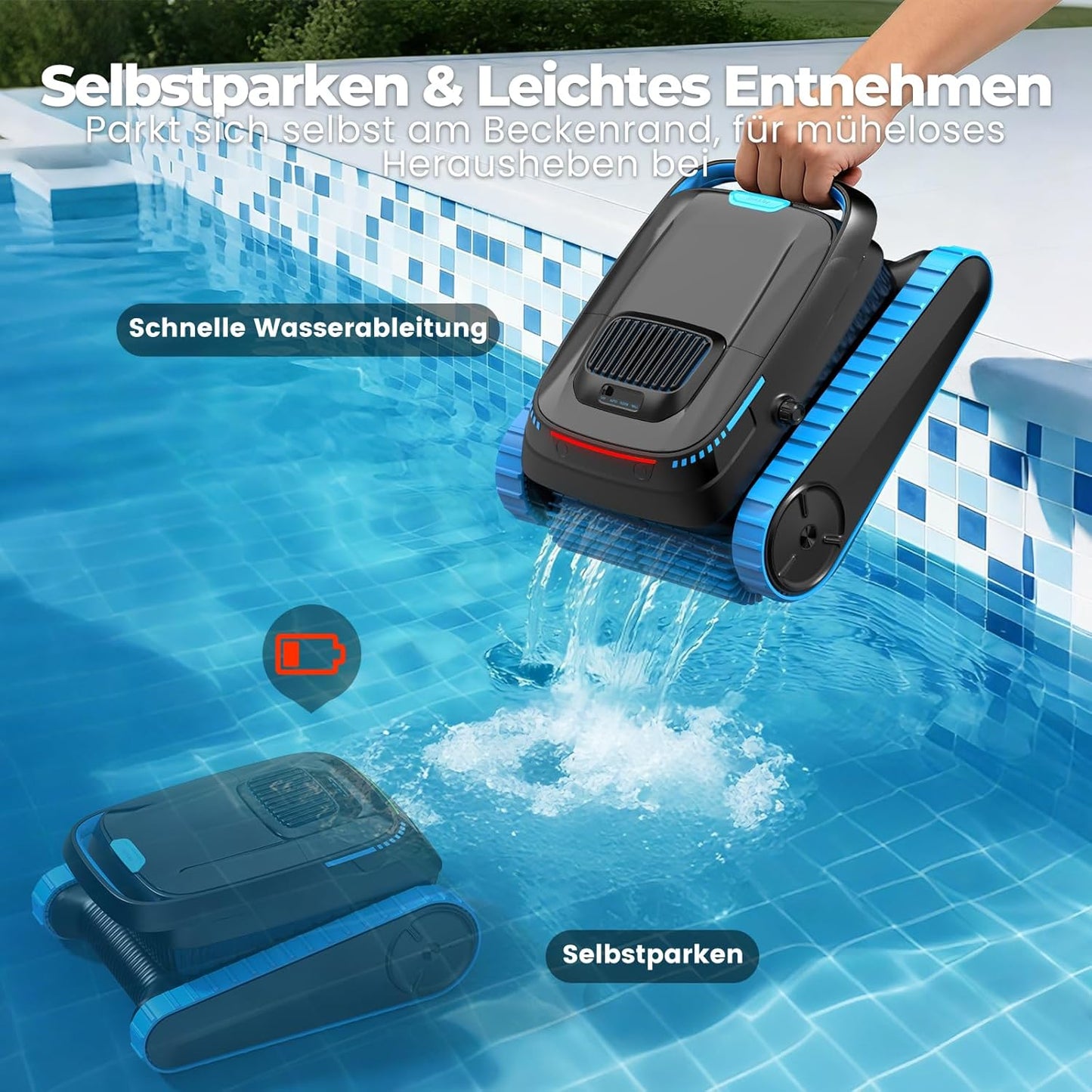 (2026 Upgrade) PC20 Poolroboter Boden und Wand, Wasserlinienreinigung, Intelligenter Navigation, 18927LPH Leistungsstarker Poolsauger mit App-Steuerung, Poolsauger für Pools bis zu 170㎡