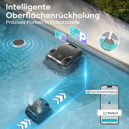 AIPER Scuba X1 Pro Max Poolroboter Boden und Wand, Poolsauger & Skimmer, 32,000 LPH Saugkraft, Pool-Mapping, Smart Surface Parking, Poolroboter für Alle Eingebauten Pools 300㎡,Schwarz
