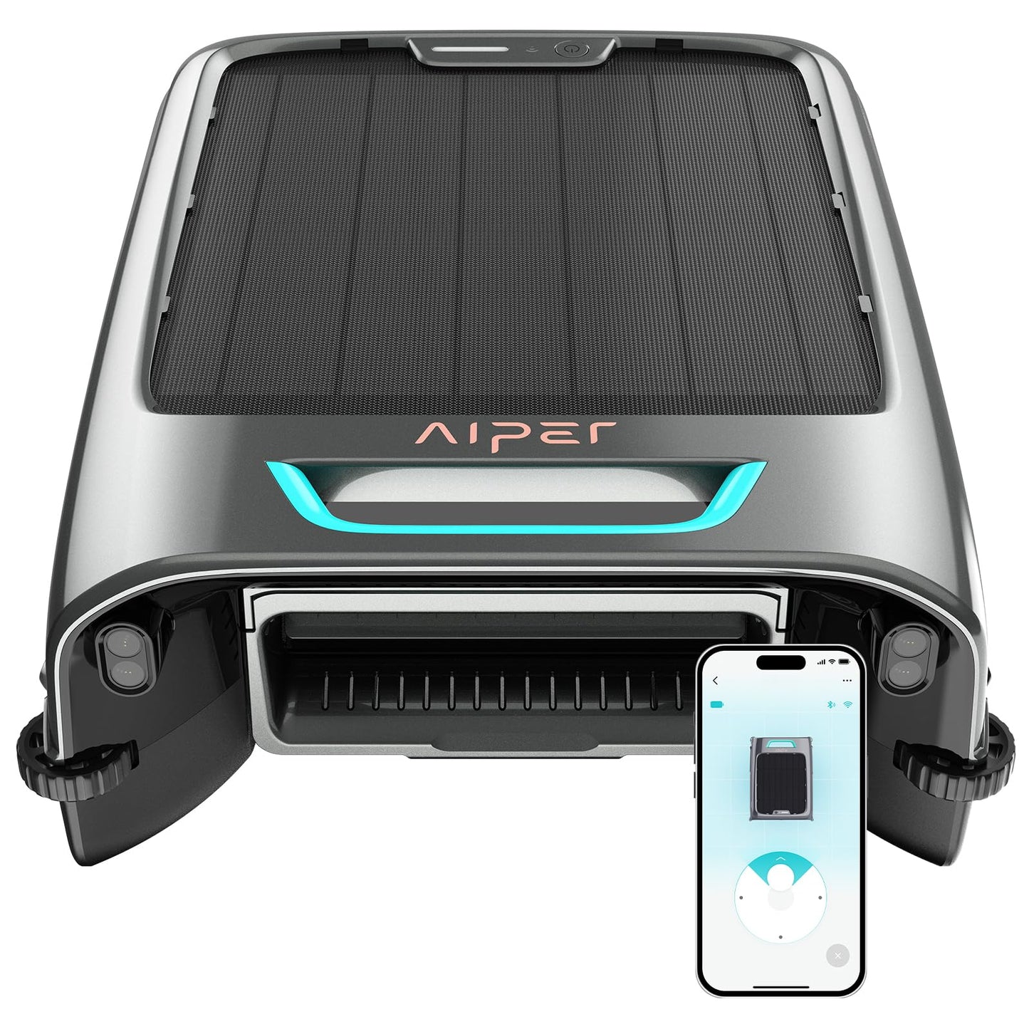 AIPER EcoSurfer S2 Solar Pool Skimmer Roboter, Poolroboter Akku mit App-Steuerung, 24/7 Oberflächenreinigung, Solar- & DC-Ladung, intelligente Hinderniserkennung, 150 µm Filter, OTA-Updates