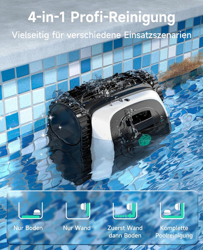 WYBOT C1 Poolroboter mit Akku, 150 Min. Kabellos Poolsauger Poolroboter Boden und Wand, Poolreiniger mit intelligenter Routenplanung, vollautomatische Boden-, Wasserlinien- & Wandreinigung, bis 150 ㎡