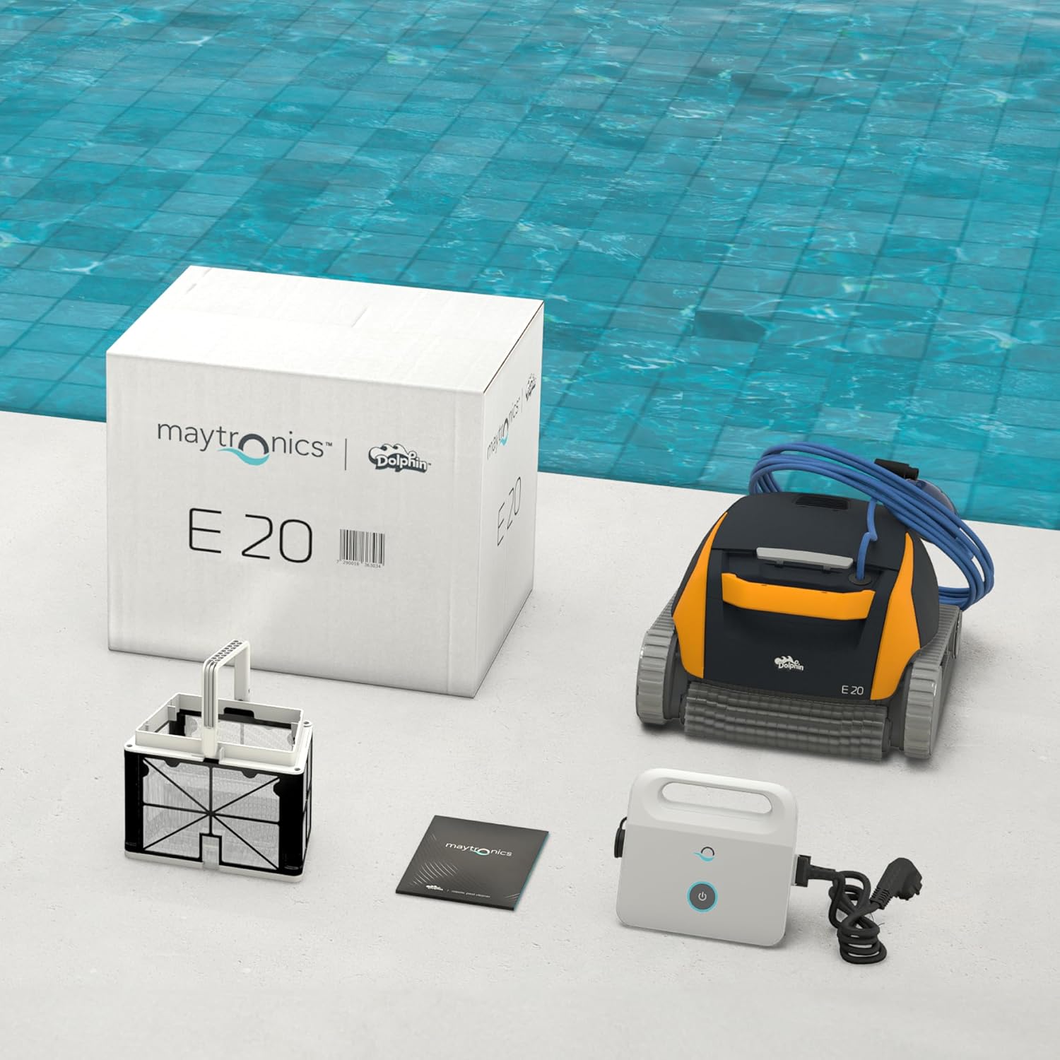 Dolphin E20 Automatischer Poolreiniger Poolroboter mit Kabel - Boden und Wandreinigung - Energieeinsparung, Eingelassene Pools bis zu 10 m