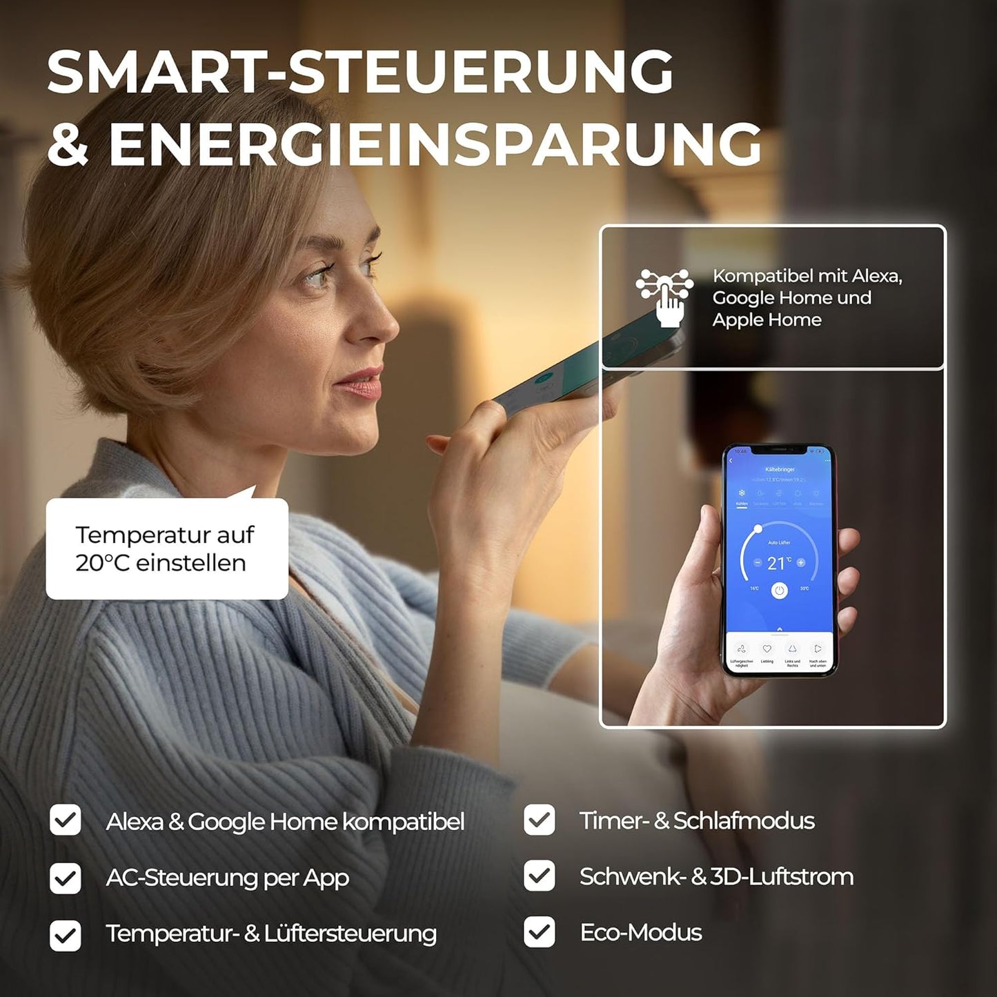 Kältebringer R290 Split Klimaanlage - 12000 BTU - 3,4 kW - Propan Klimagerät mit Heizfunktion, WiFi & App, bis 55qm, sehr leise - 5m Kupferleitung, Kältemittel R290, Montagematerial, Wandhalterung