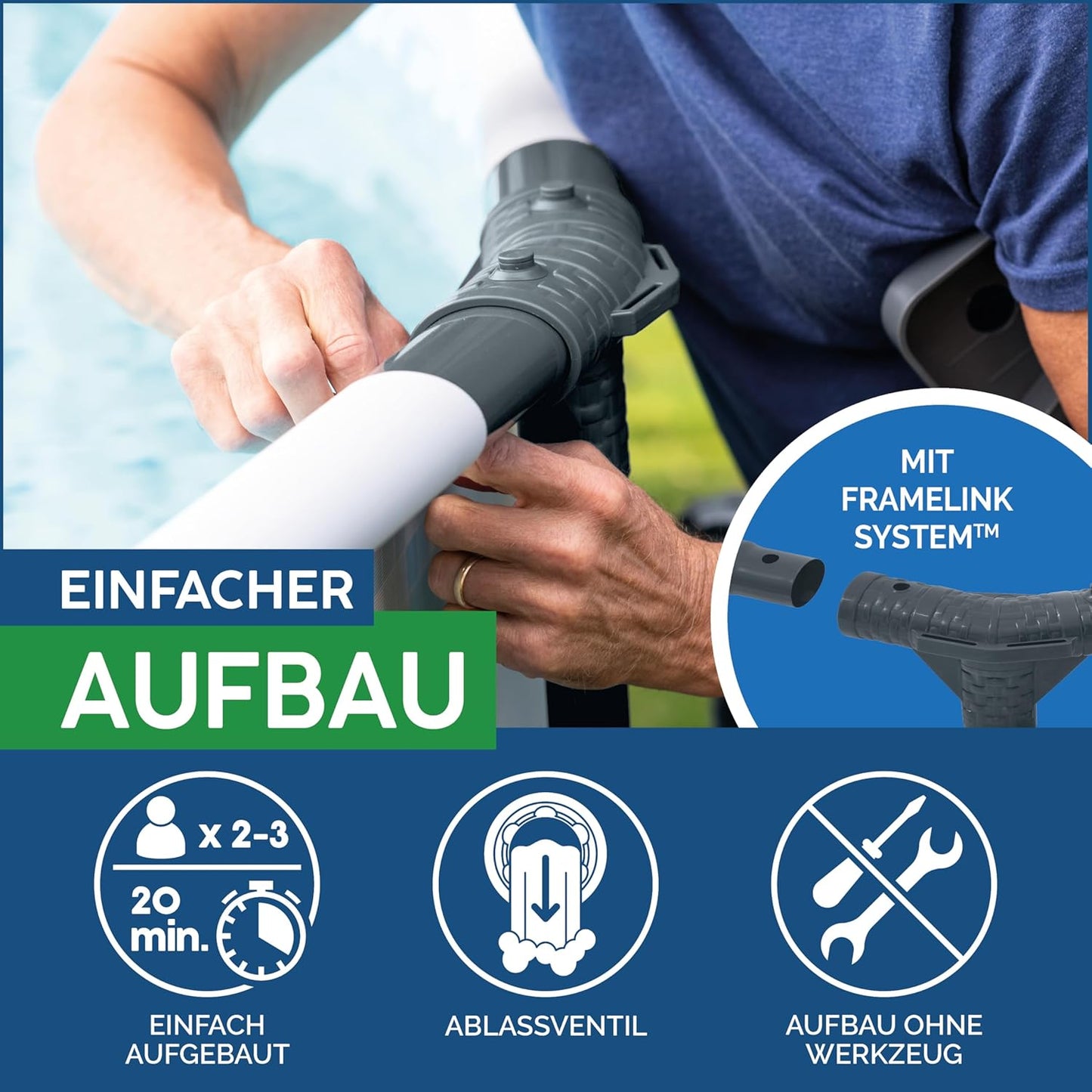 Bestway Steel Pro MAX™ Aufstellpool Komplett-Set mit Filterpumpe Ø 366 x 122 cm, lichtgrau, rund