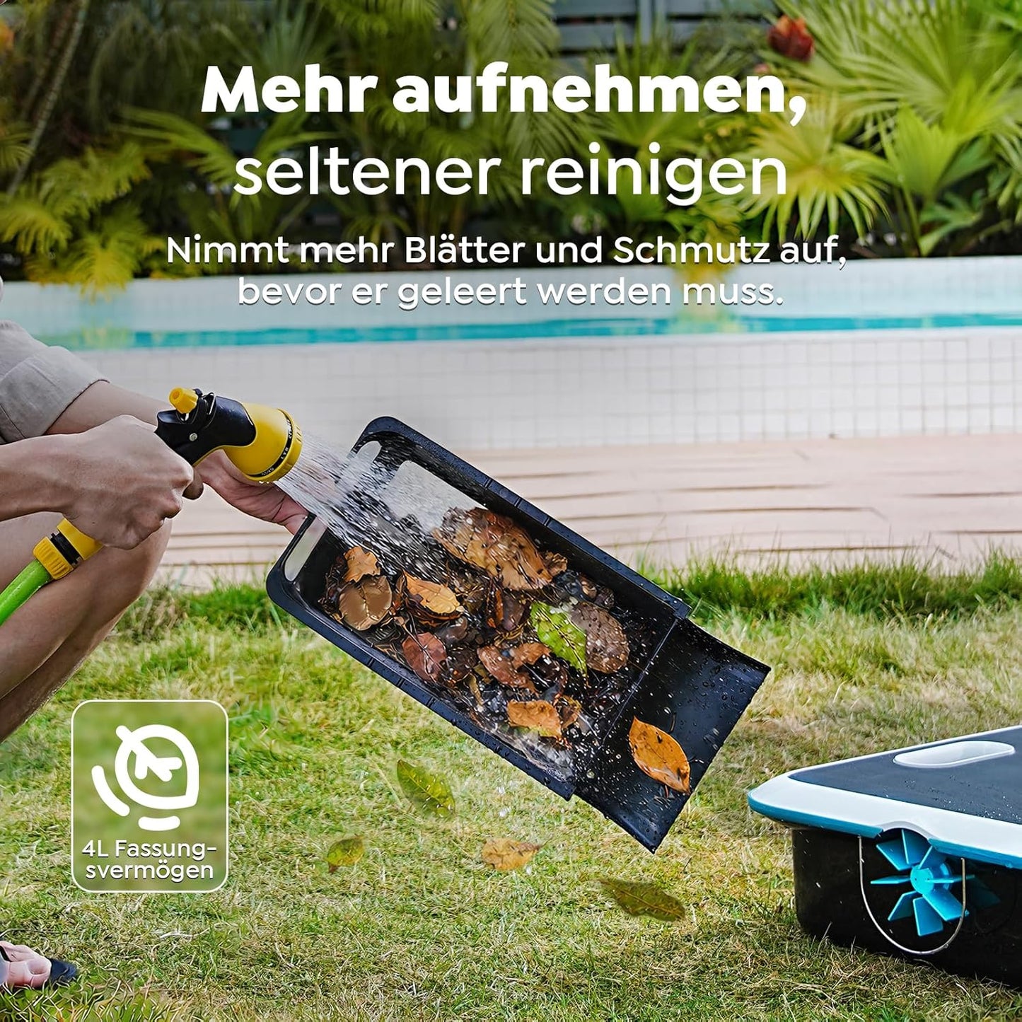 SK02 Solar Pool Skimmer Roboter, Solarbetriebener Poolroboter Akku, Duale Ladeoptionen, Wassertemperatursensor, App-Steuerung, 24/7 Automatischer Skimmer Poolreiniger