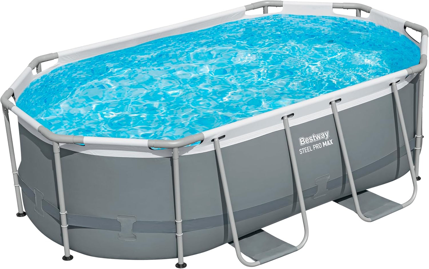 Bestway Steel Pro MAX Solo Pool ohne Zubehör 305 x 200 x 84 cm, grau, oval