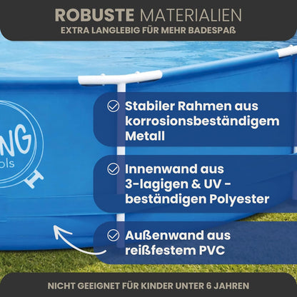 HAF - Swing Frame Pool rund Grau Rattan-Optik (Ø 366 cm, 91 cm tief) - Gartenpool mit 8.300 Liter - Robust, UV-geschützt & korrosionsbeständig - Stabiler Metallrahmen - Schnellaufbau ohne Werkzeug