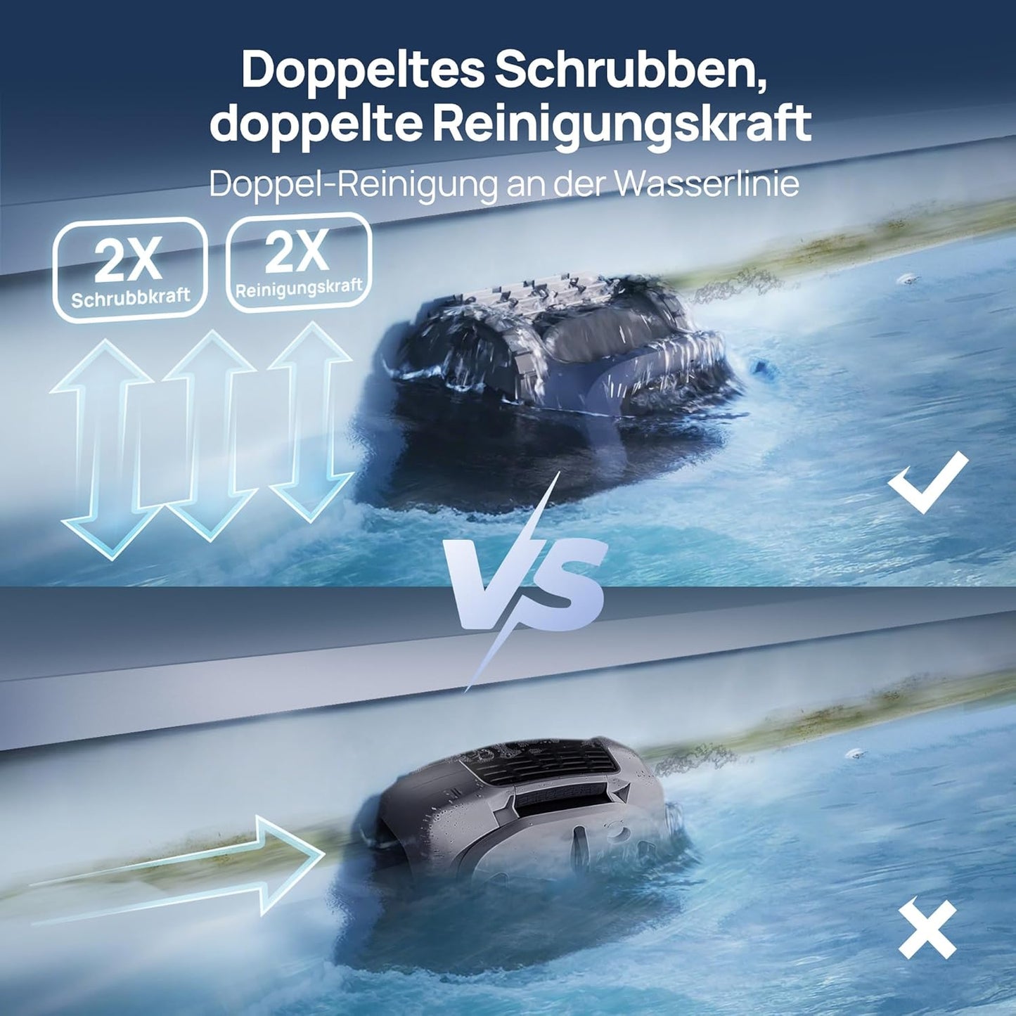 Beatbot AquaSense 2 Poolroboter, Akku Poolsauger mit Oberflächen-Parkfunktion, Poolreiniger Boden und Wand, Doppelte Reinigung der Wasserlinie, für Pools bis zu 300 m², Fenstergrau