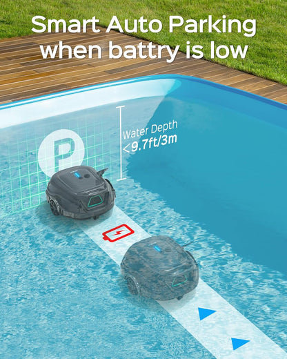 WYBOT A1 Poolroboter, Laufzeit bis zu 120 Minuten, Pool Roboter Kabellos mit Doppelfilter und Poolroboter Akku für Aufstellpool bis zu 100㎡,Mattes Schwarz Grün