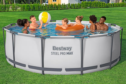 Bestway Steel Pro MAX™ Aufstellpool Komplett-Set mit Filterpumpe Ø 366 x 122 cm, lichtgrau, rund