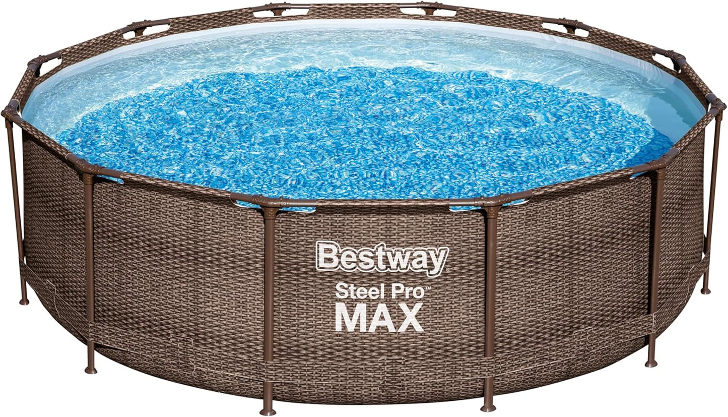Bestway 56709-GS18 Steel Pro Max Stahlrahmenpool-Set mit Filterpumpe und Zubehör, 9150 L, blau, 366 x 366 x 100 cm