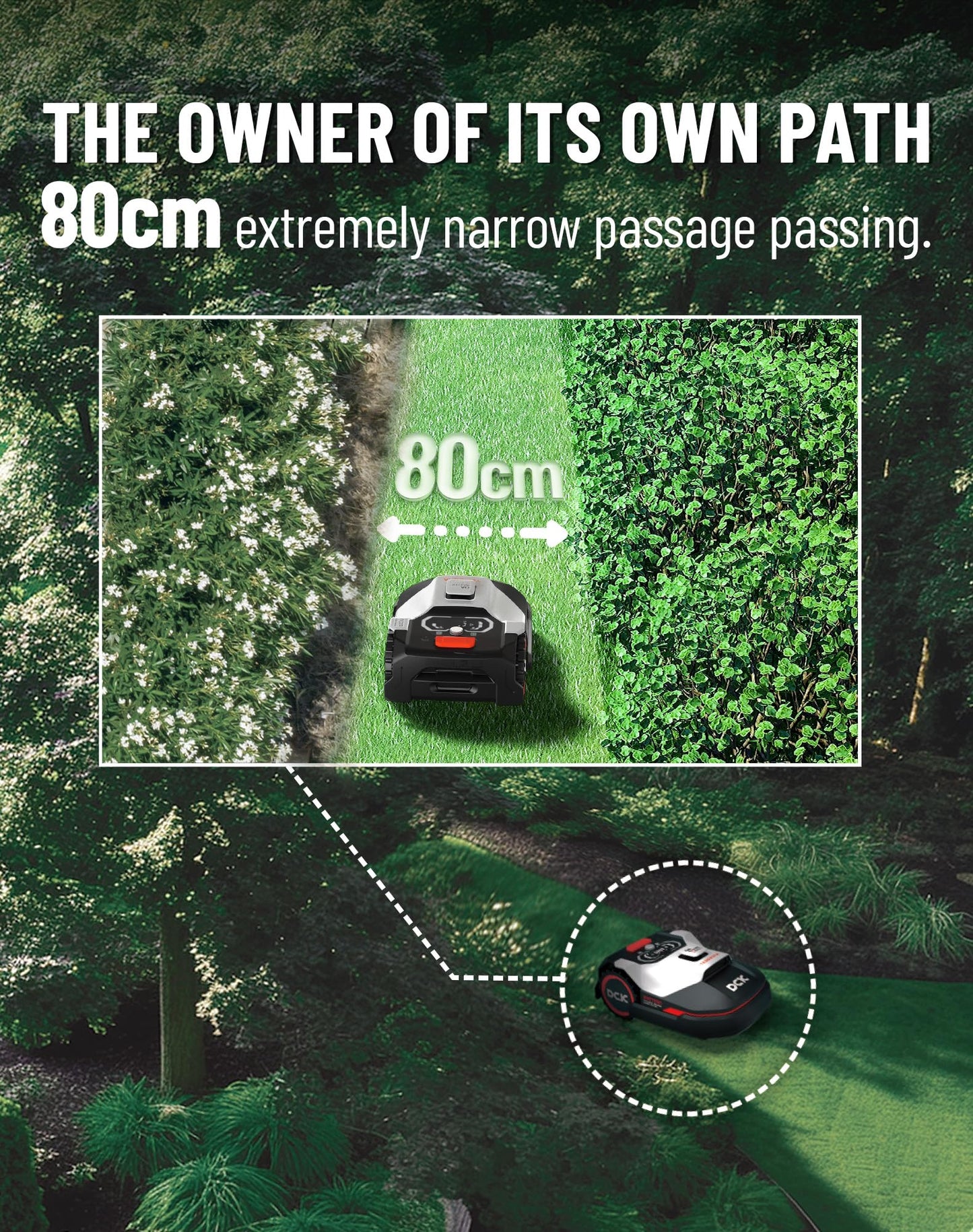 DCK KDRM107 Mähroboter – 1000m², 40% Steigung, LiDAR Hindernisvermeidung, App-Steuerung, Auto-Laden, Mehrzonen-Management