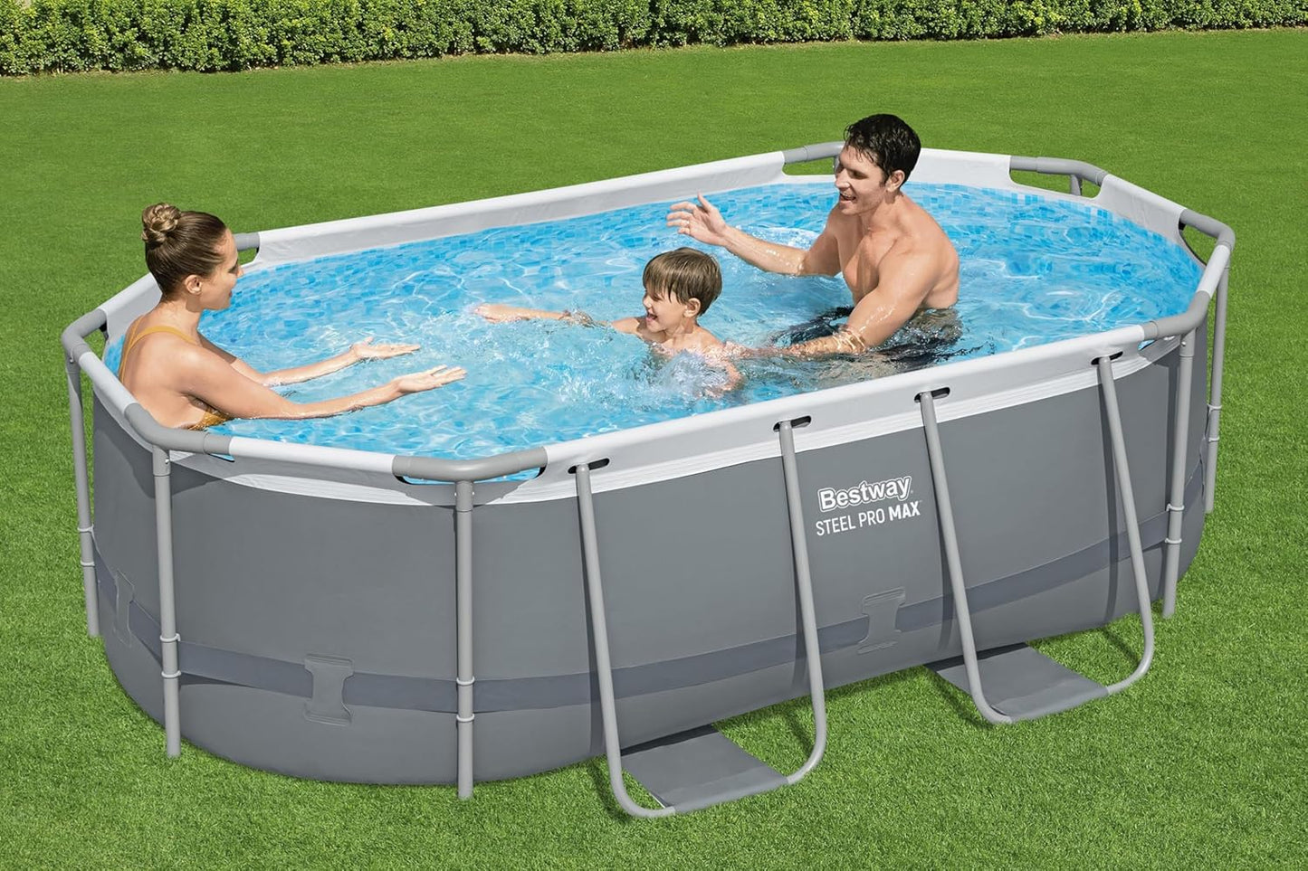 Bestway Steel Pro MAX Solo Pool ohne Zubehör 305 x 200 x 84 cm, grau, oval