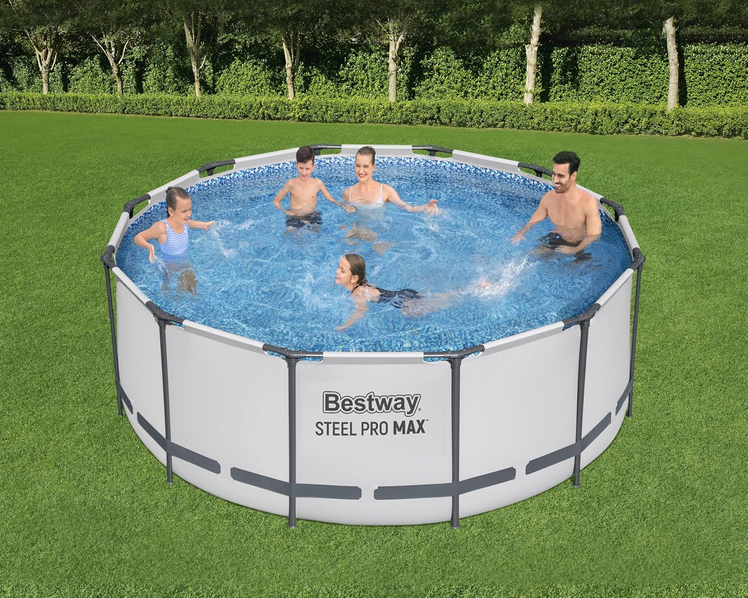 Bestway Steel Pro MAX™ Aufstellpool Komplett-Set mit Filterpumpe Ø 366 x 122 cm, lichtgrau, rund