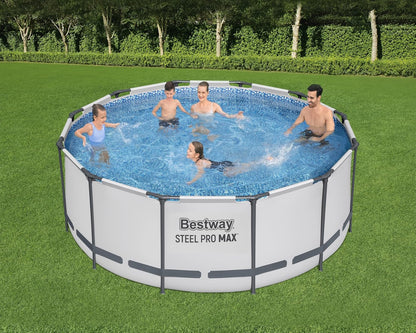 Bestway Steel Pro MAX™ Aufstellpool Komplett-Set mit Filterpumpe Ø 366 x 122 cm, lichtgrau, rund