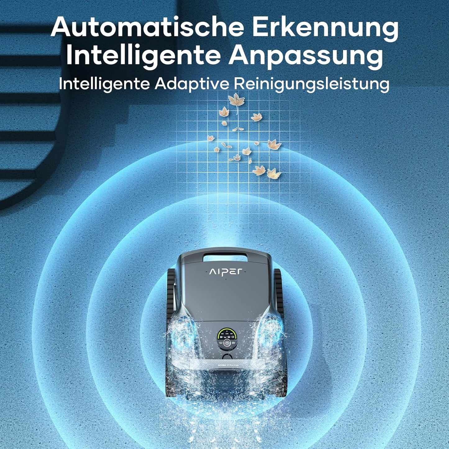 AIPER Scuba X1 Pro Max Poolroboter Boden und Wand, Poolsauger & Skimmer, 32,000 LPH Saugkraft, Pool-Mapping, Smart Surface Parking, Poolroboter für Alle Eingebauten Pools 300㎡,Schwarz
