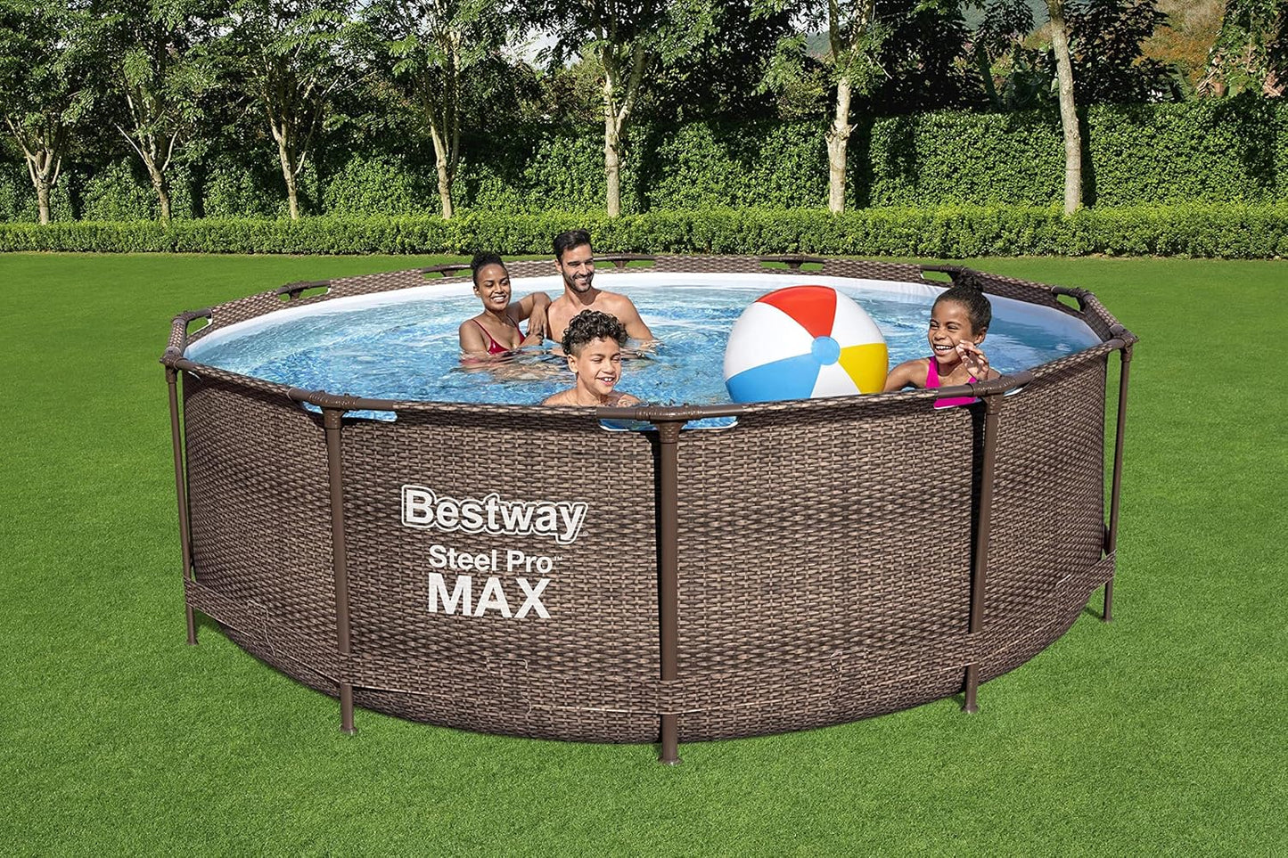 Bestway 56709-GS18 Steel Pro Max Stahlrahmenpool-Set mit Filterpumpe und Zubehör, 9150 L, blau, 366 x 366 x 100 cm
